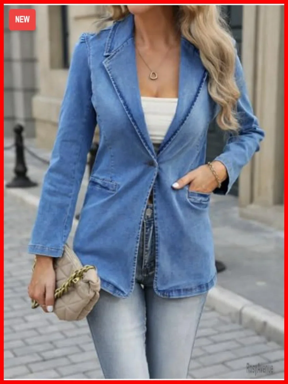 Oversized Denim Jacket Button Up Long Sleeve Casual Blazer Women